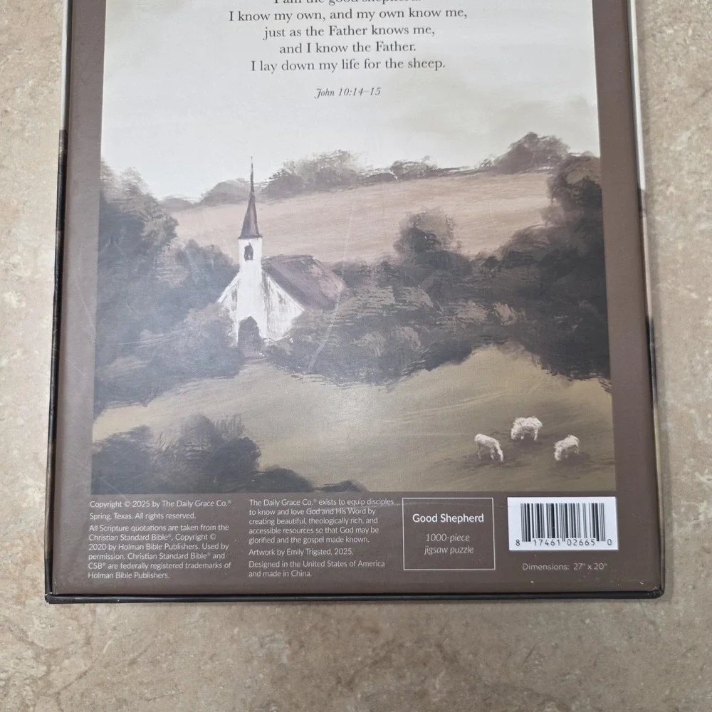 The Daily Grace Co. Good Shepherd 1000 Piece Jigsaw Puzzle Church Scene Brown